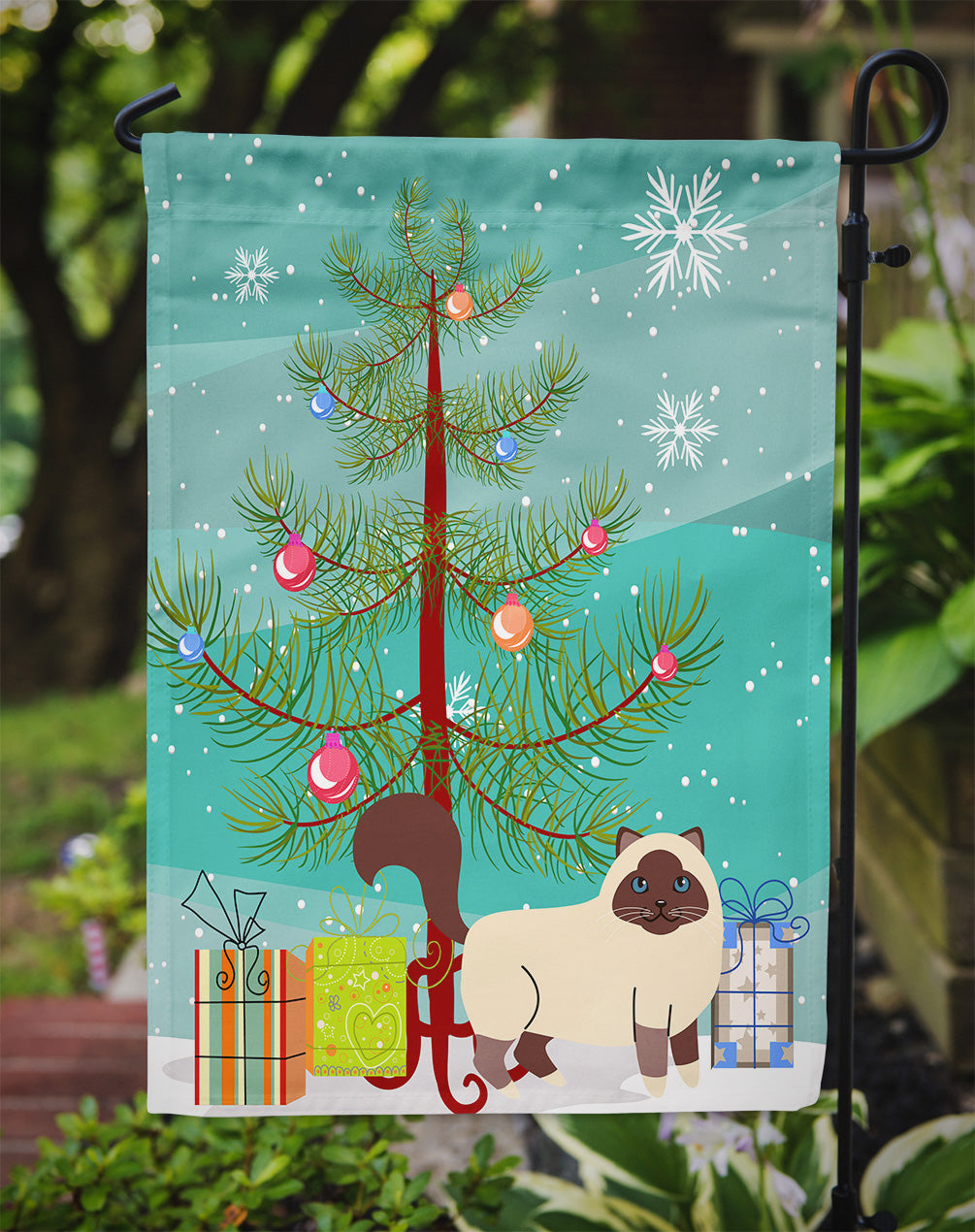 Birman Cat Merry Christmas Tree Flag Garden Size BB4416GF  the-store.com.