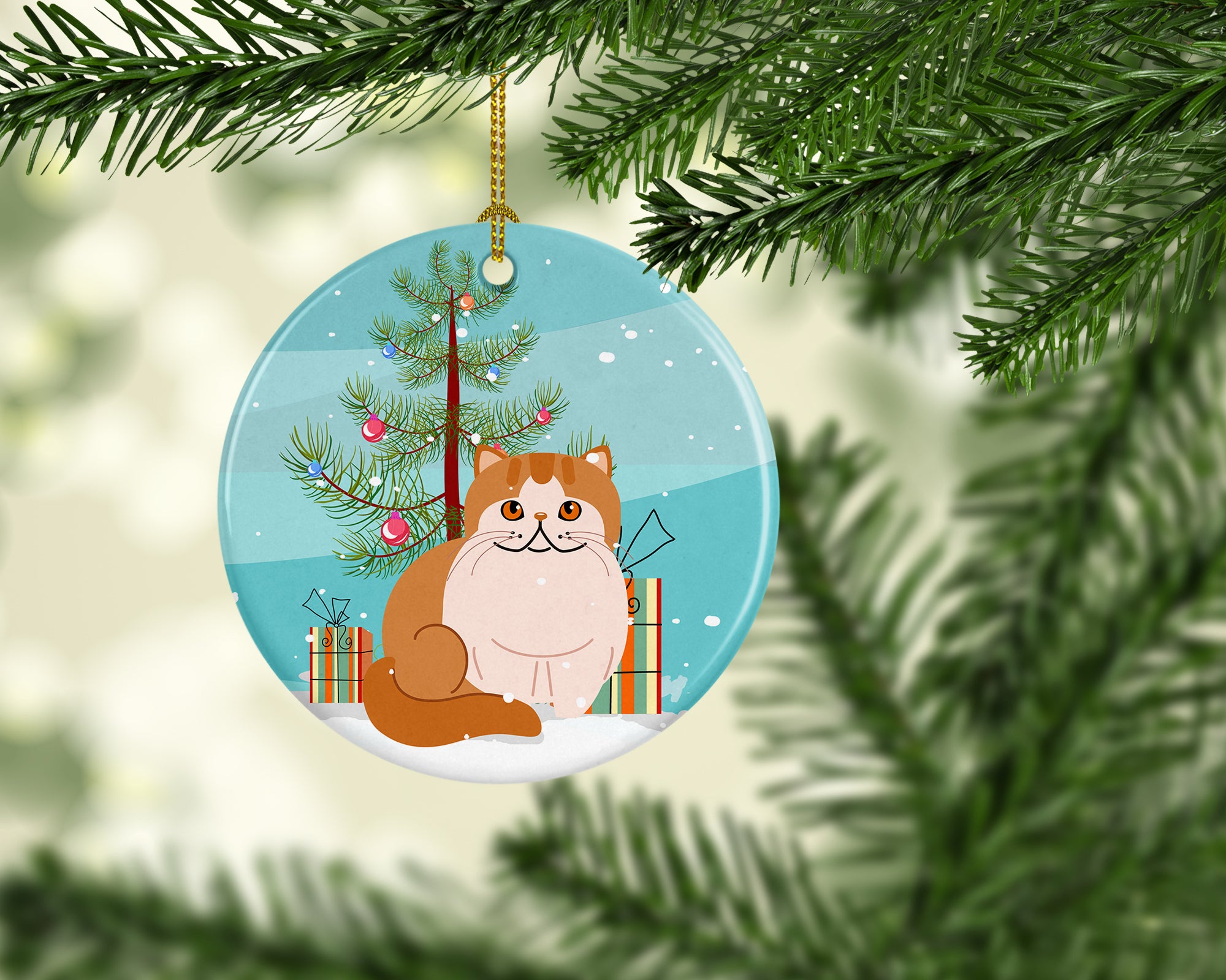 Exotic Shorthair Cat Merry Christmas Tree Ceramic Ornament BB4419CO1 - the-store.com