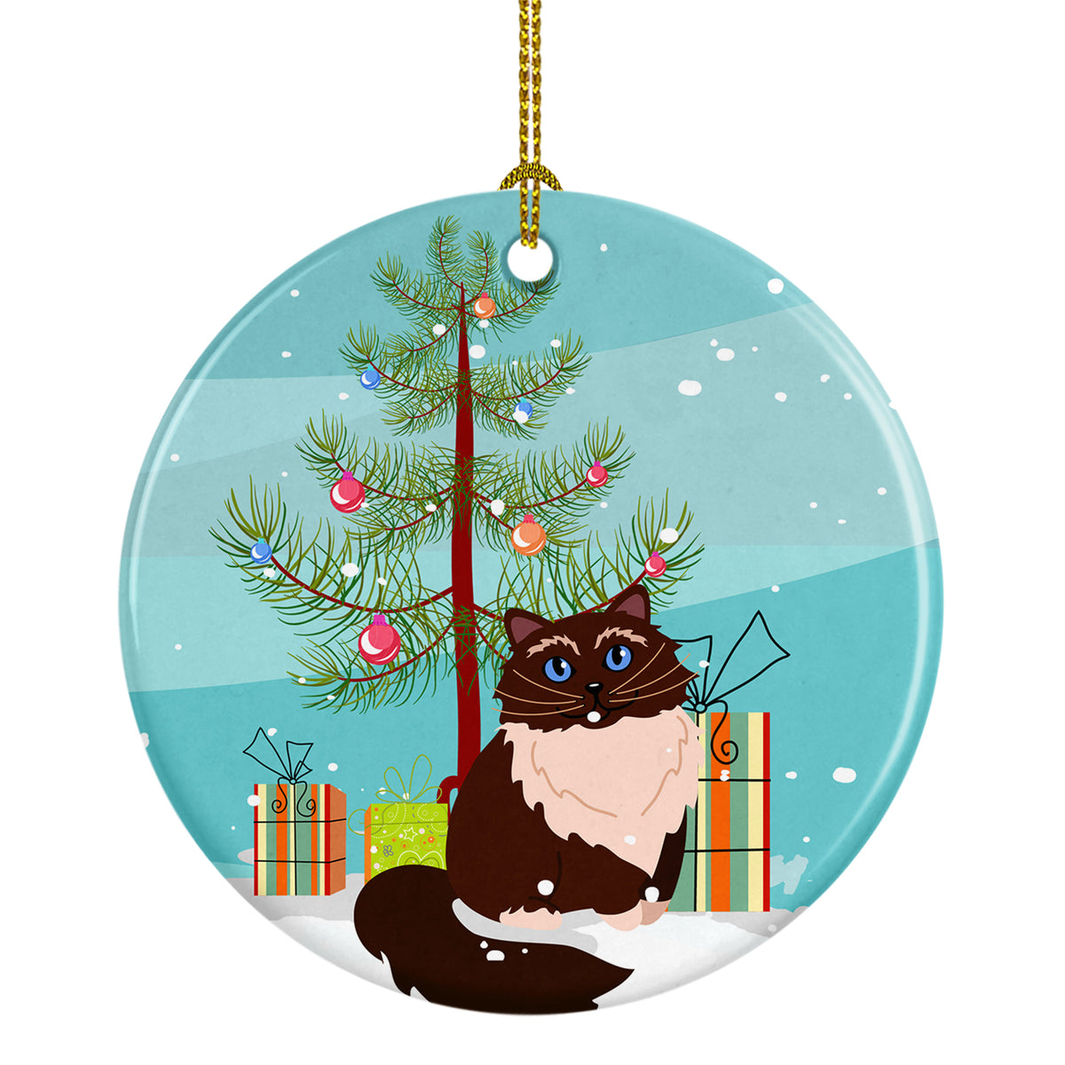 Himalayan Cat Merry Christmas Tree Ceramic Ornament BB4421CO1 - the-store.com