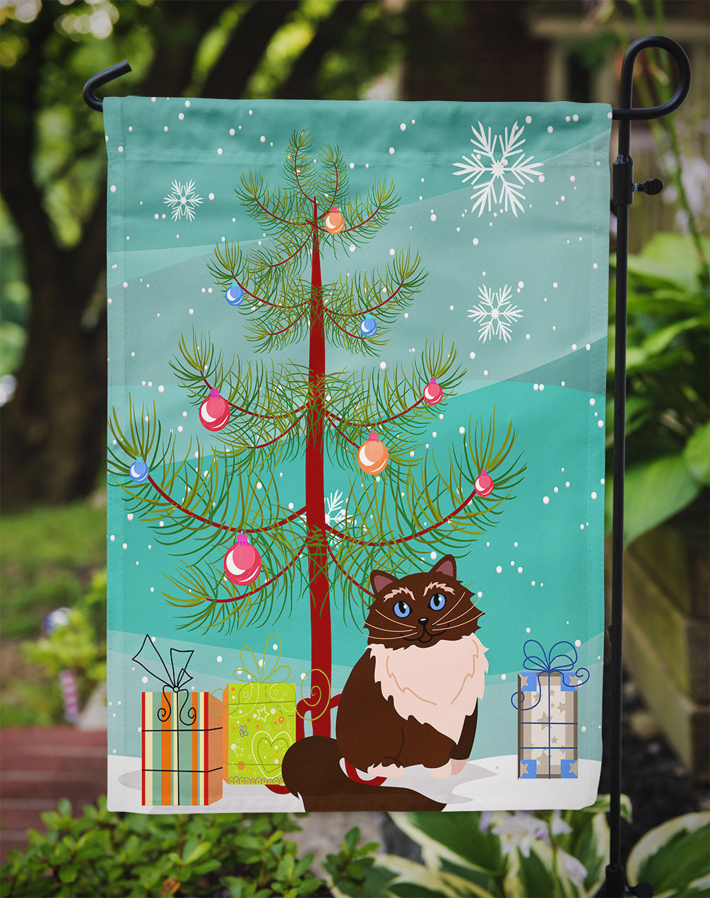 Himalayan Cat Merry Christmas Tree Flag Garden Size BB4421GF  the-store.com.