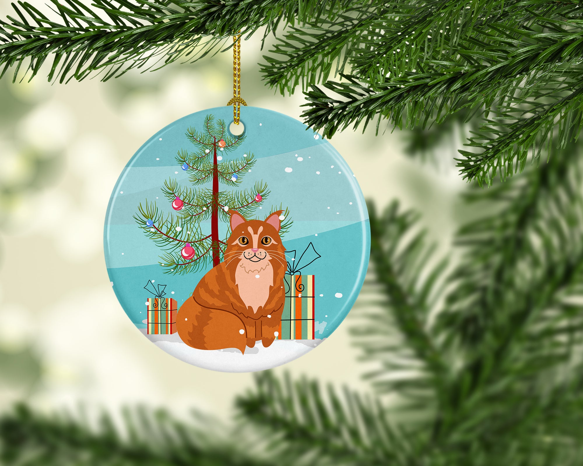 Maine Coon Cat Merry Christmas Tree Ceramic Ornament BB4423CO1 - the-store.com