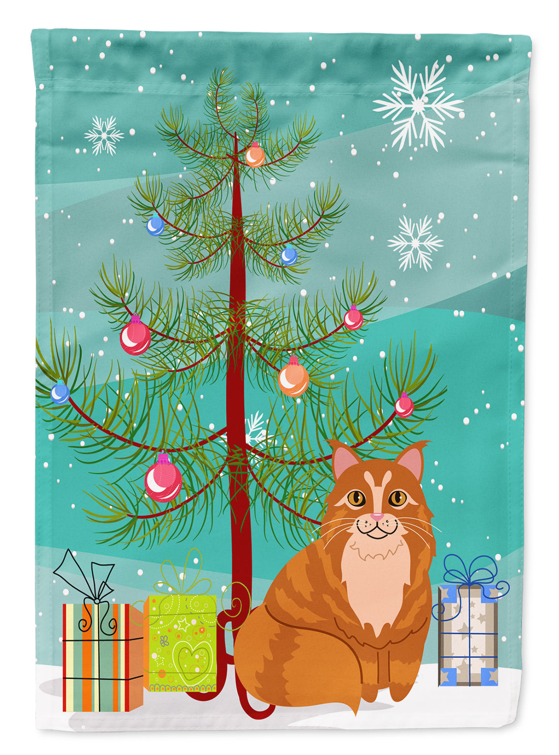 Maine Coon Cat Merry Christmas Tree Flag Garden Size BB4423GF  the-store.com.