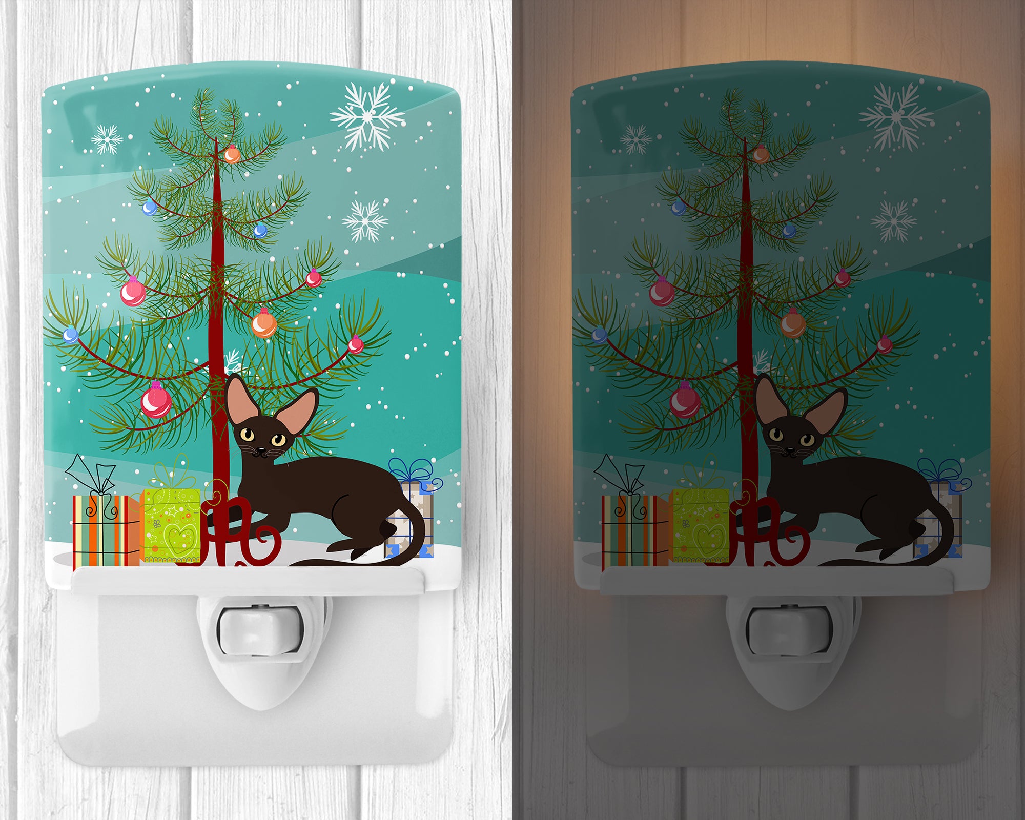 Peterbald Cat Merry Christmas Tree Ceramic Night Light BB4426CNL - the-store.com