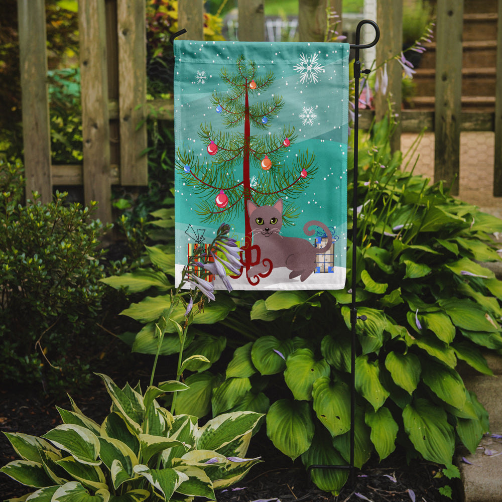 Russian Blue Cat Merry Christmas Tree Flag Garden Size BB4427GF  the-store.com.