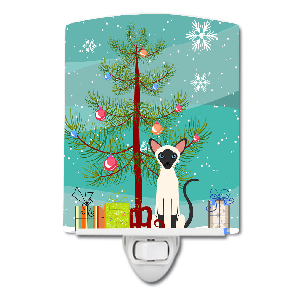 Siamese Cat Merry Christmas Tree Ceramic Night Light BB4429CNL - the-store.com