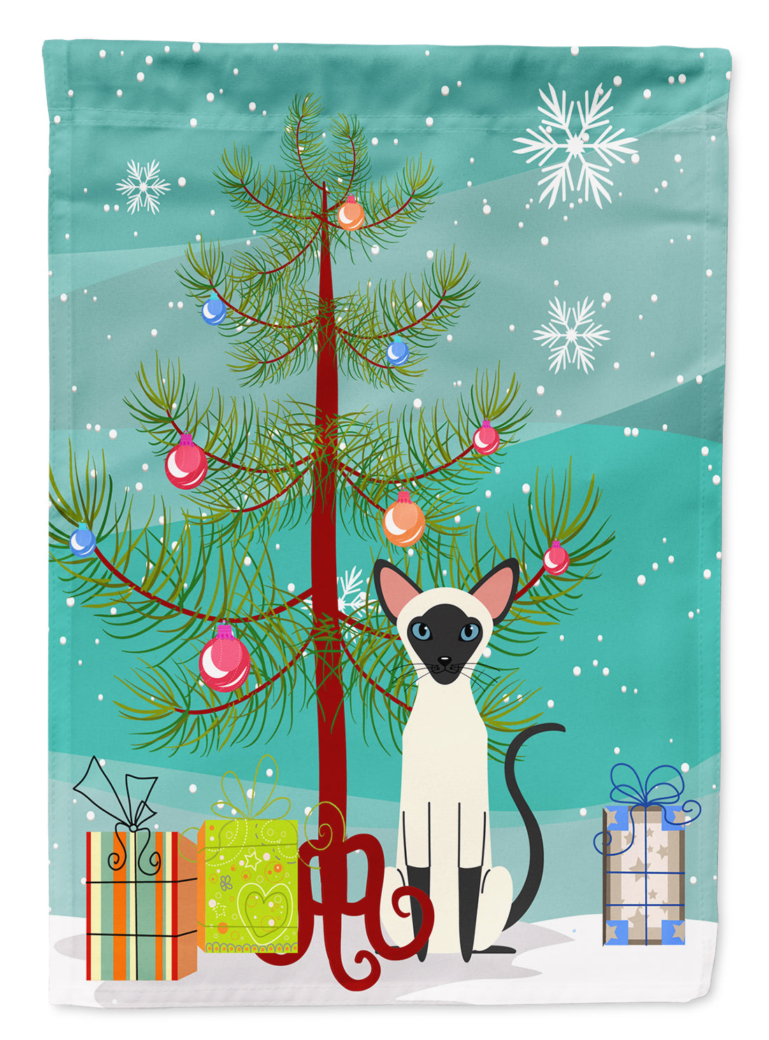 Siamese Cat Merry Christmas Tree Flag Garden Size BB4429GF  the-store.com.