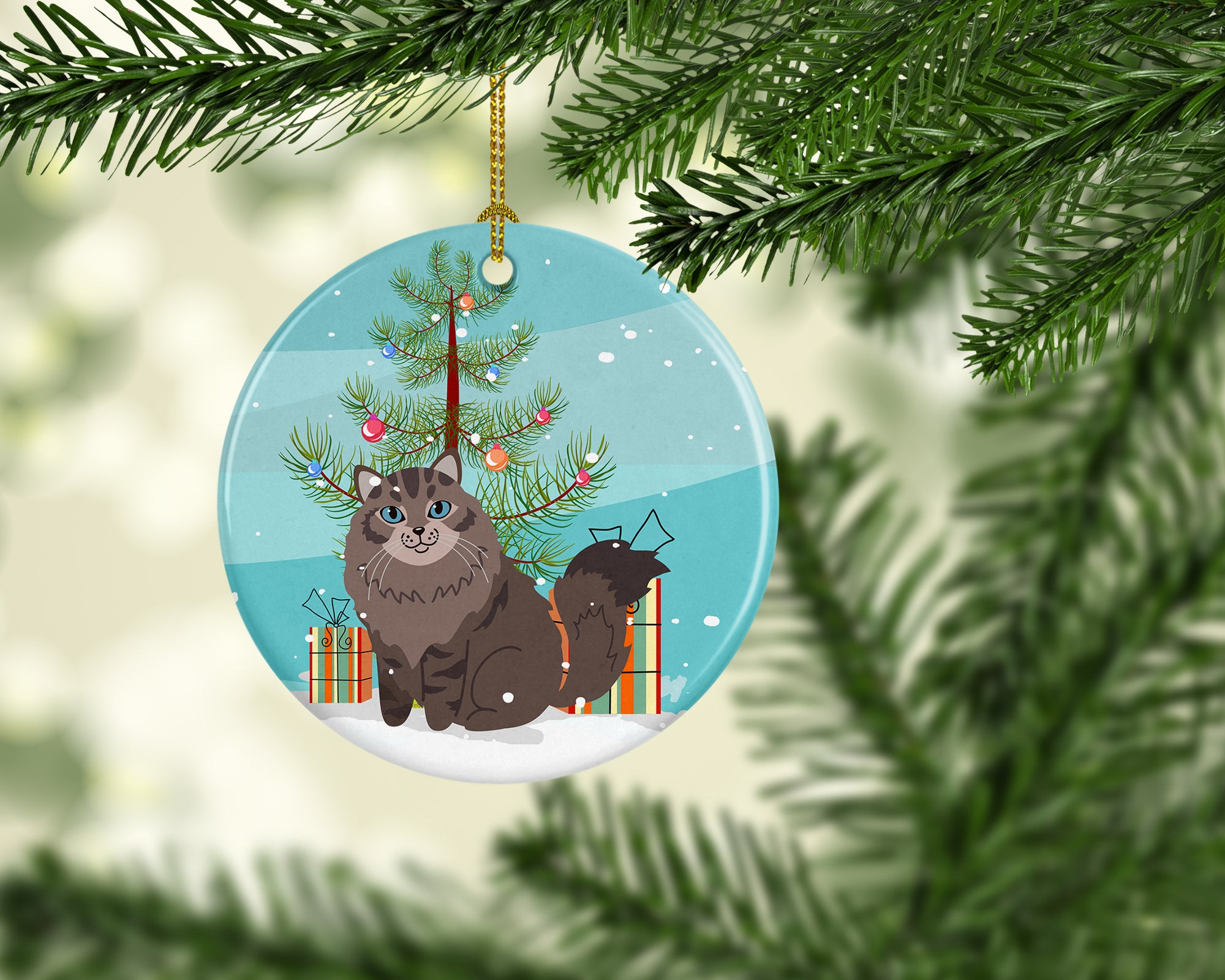 Siberian Cat Merry Christmas Tree Ceramic Ornament BB4430CO1 - the-store.com