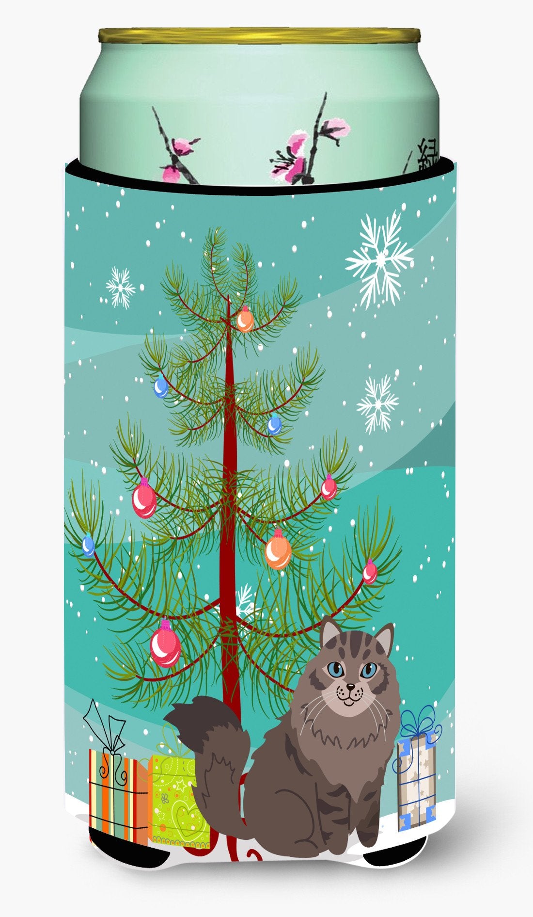Siberian Cat Merry Christmas Tree Tall Boy Beverage Insulator Hugger BB4430TBC by Caroline&#39;s Treasures