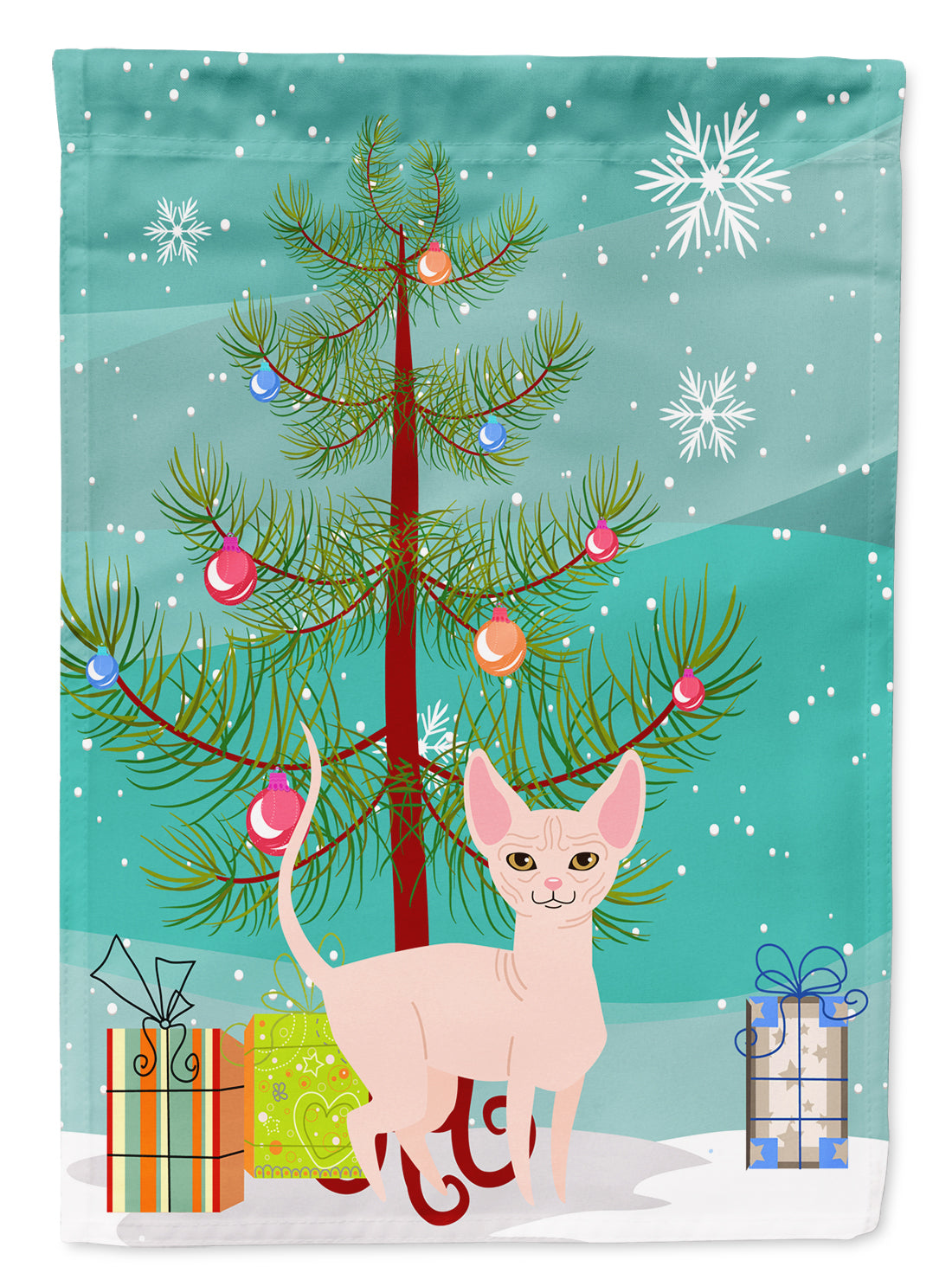 Sphynx Cat Merry Christmas Tree Flag Canvas House Size BB4432CHF  the-store.com.