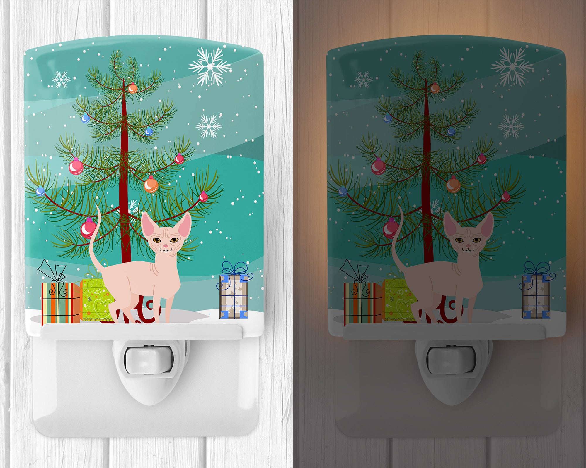 Sphynx Cat Merry Christmas Tree Ceramic Night Light BB4432CNL - the-store.com