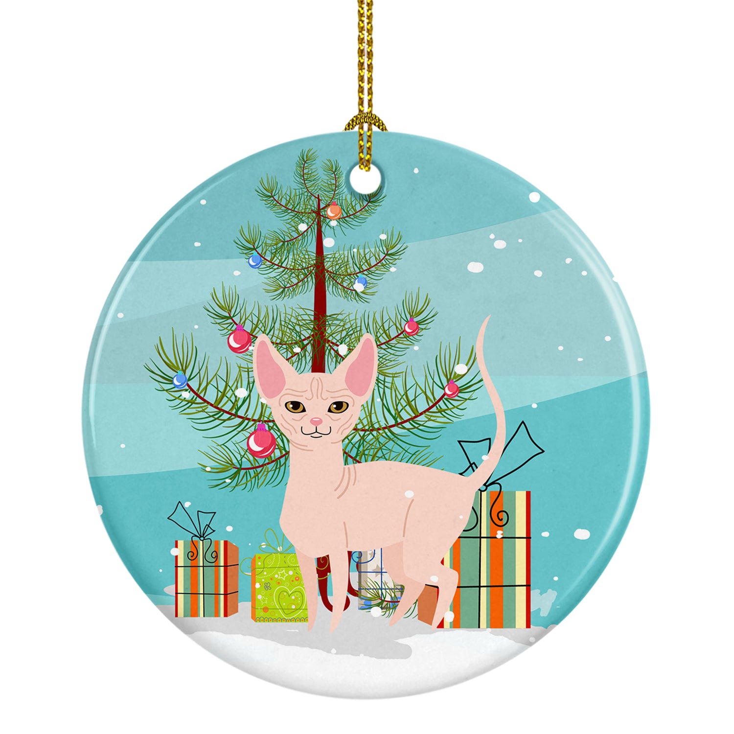 Sphynx Cat Merry Christmas Tree Ceramic Ornament BB4432CO1 - the-store.com