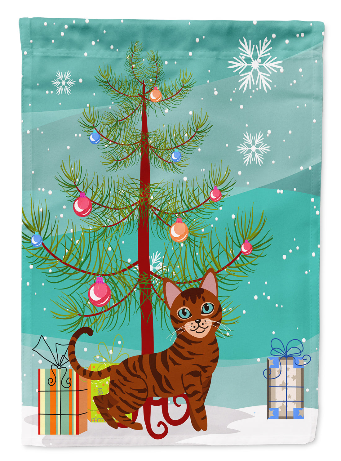 Toyger Cat Merry Christmas Tree Flag Garden Size BB4434GF  the-store.com.