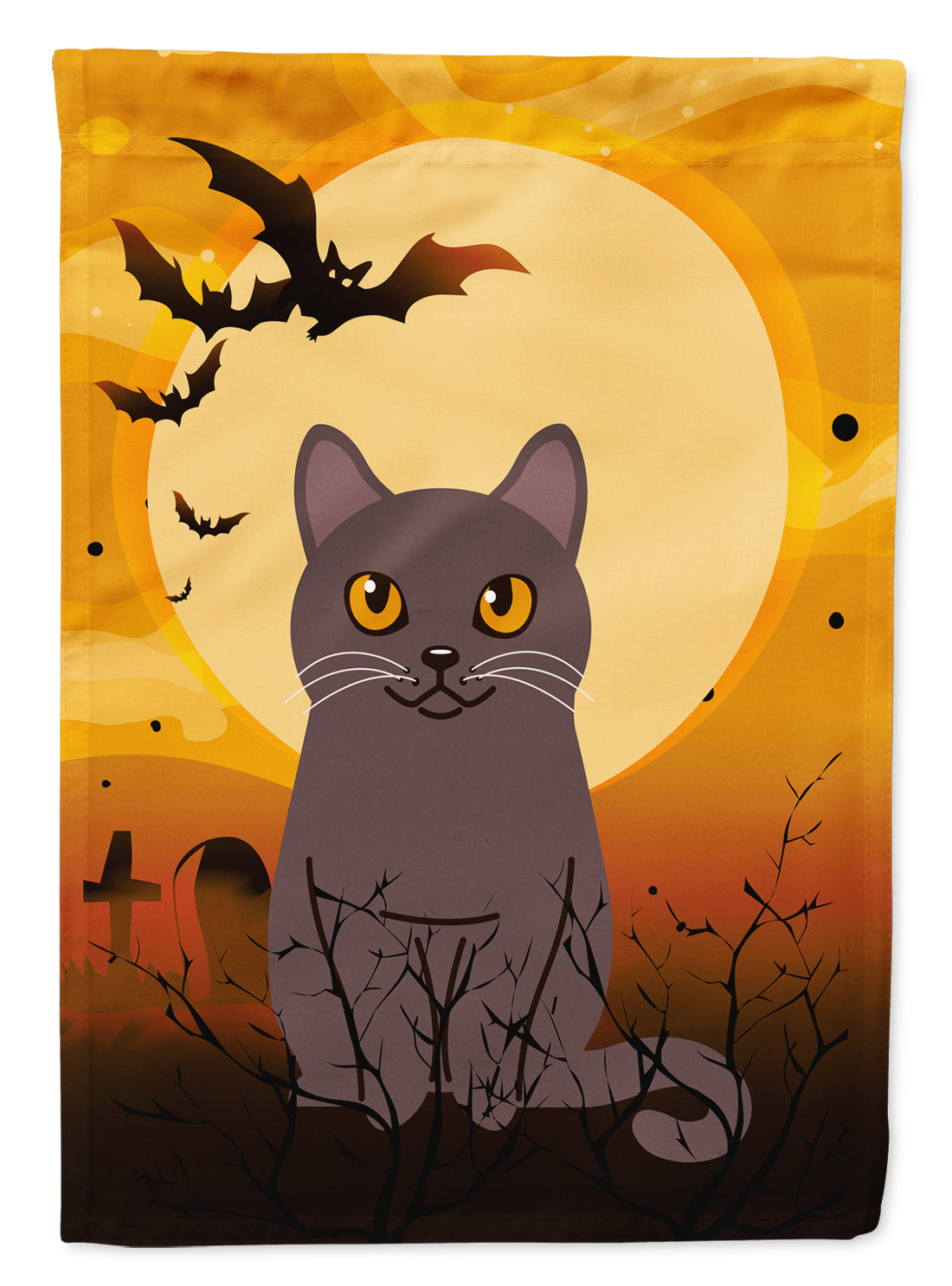 Halloween Chartreux Cat Flag Canvas House Size BB4443CHF  the-store.com.