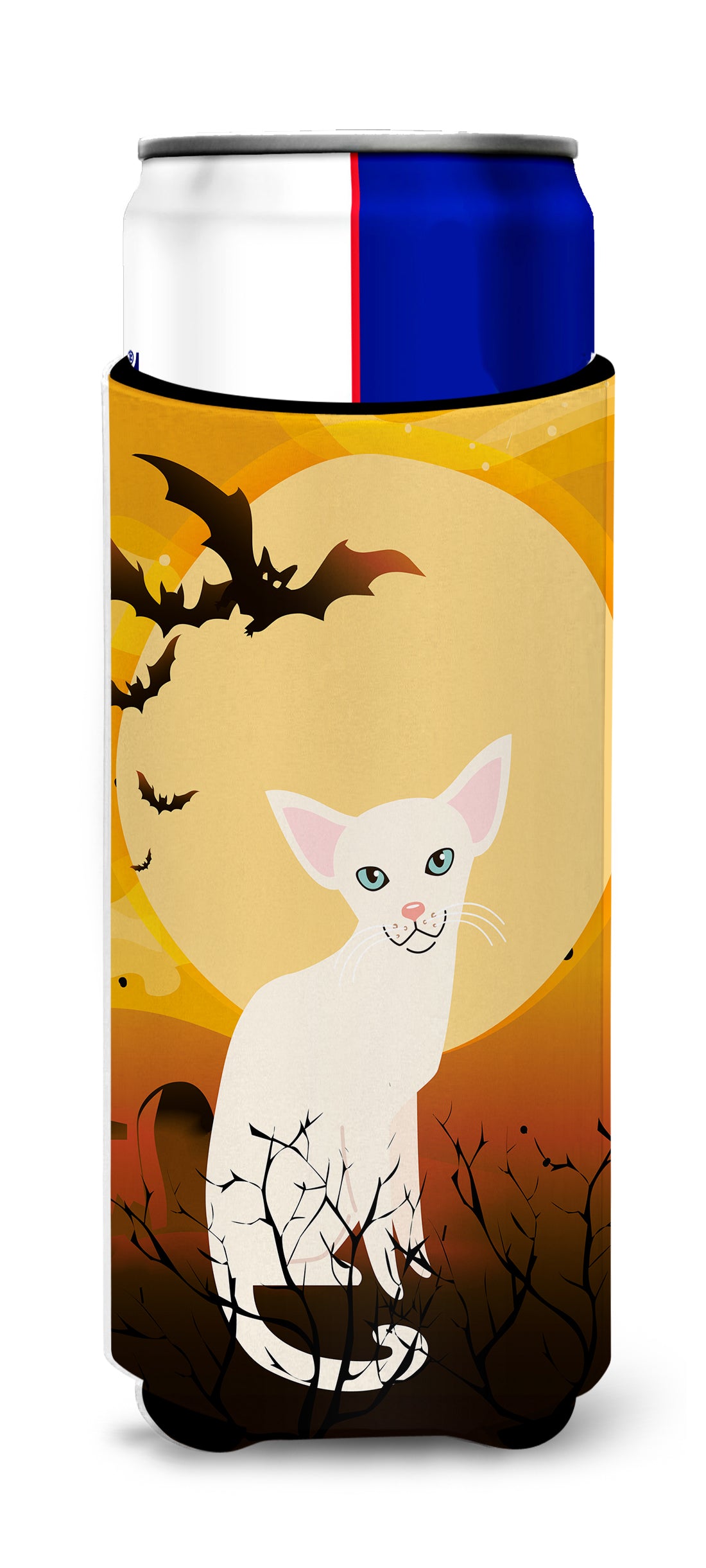 Halloween Foreign White Cat  Ultra Hugger for slim cans BB4445MUK  the-store.com.