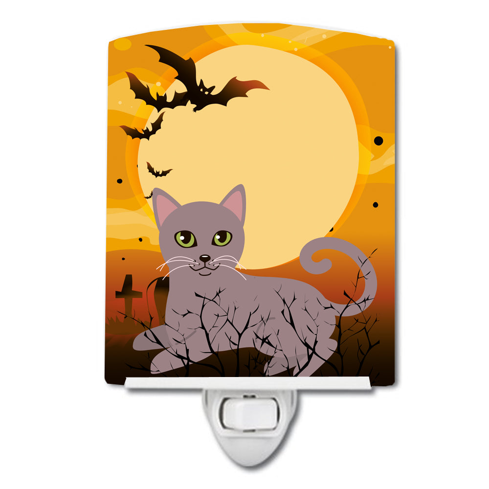 Halloween Russian Blue Cat Ceramic Night Light BB4452CNL - the-store.com