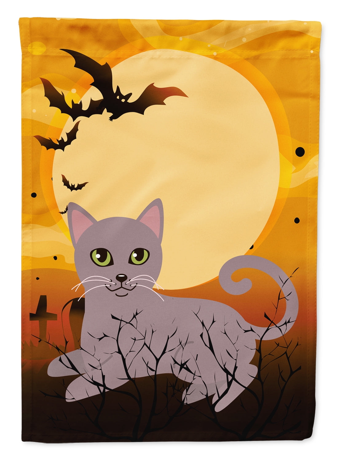 Halloween Russian Blue Cat Flag Garden Size BB4452GF  the-store.com.