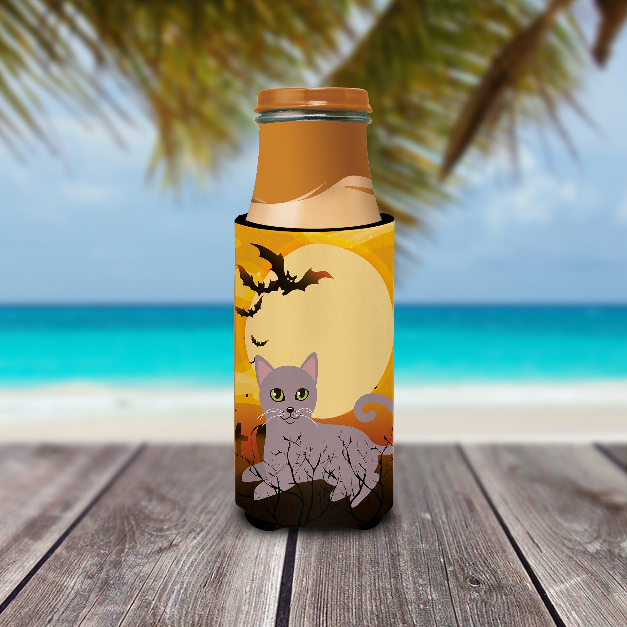 Halloween Russian Blue Cat  Ultra Hugger for slim cans BB4452MUK  the-store.com.