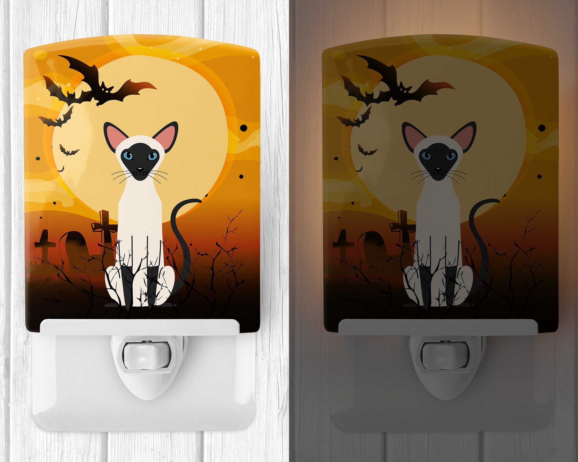 Halloween Siamese Cat Ceramic Night Light BB4454CNL - the-store.com