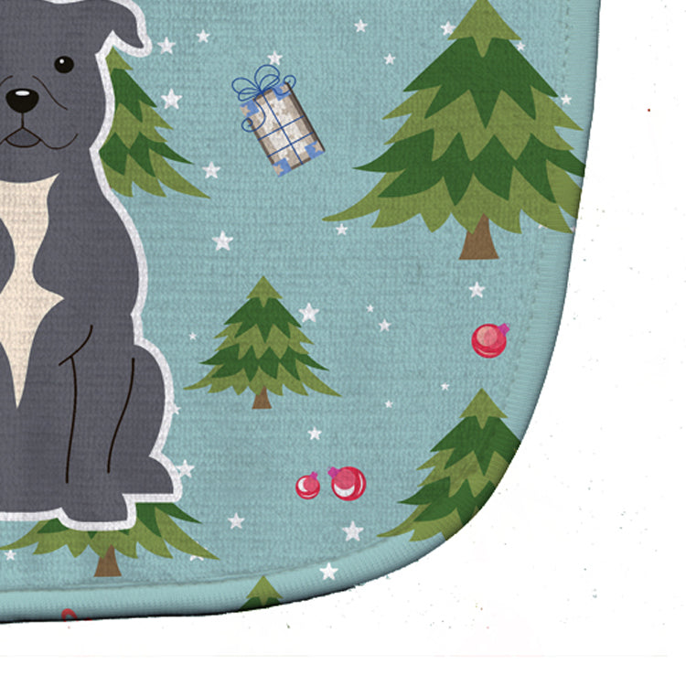 Christmas Staffordshire Bull Terrier Blue Baby Bib BB4706BIB - the-store.com