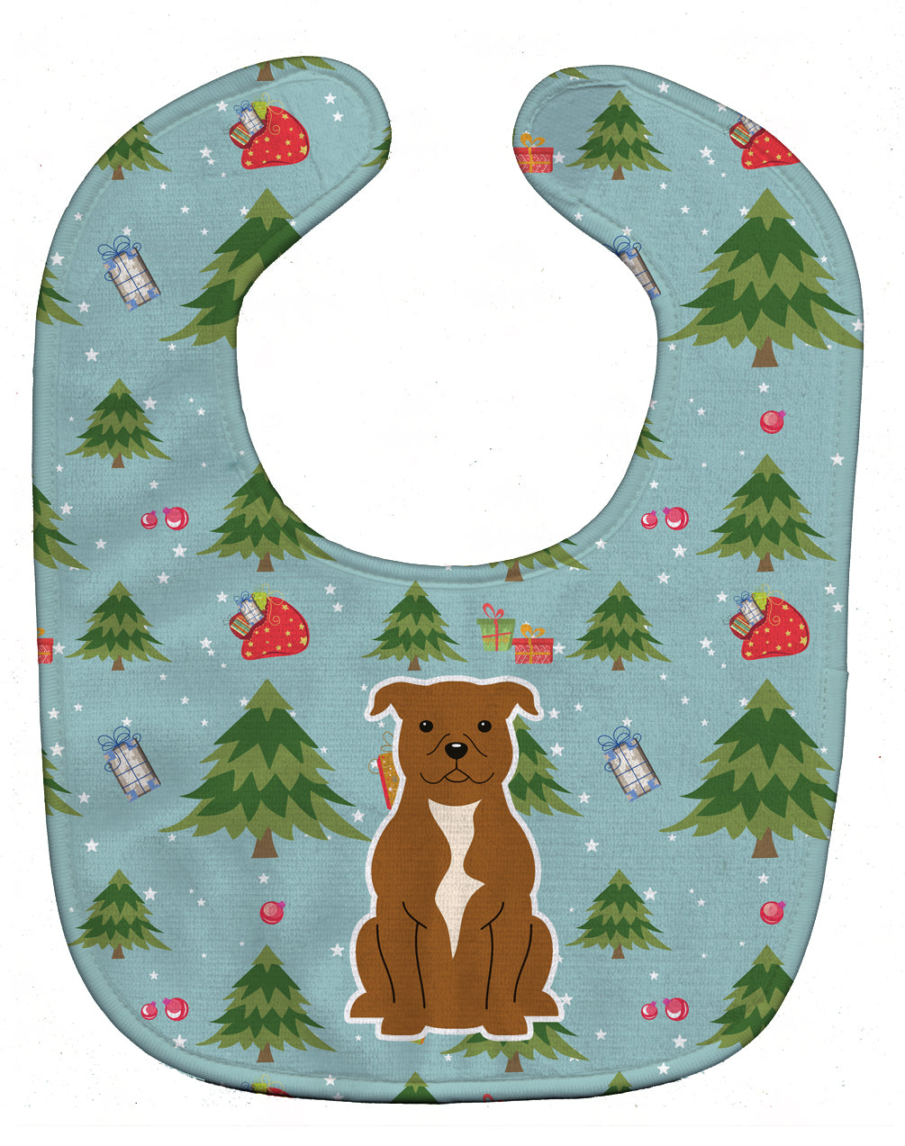 Christmas Staffordshire Bull Terrier Brown Baby Bib BB4707BIB - the-store.com