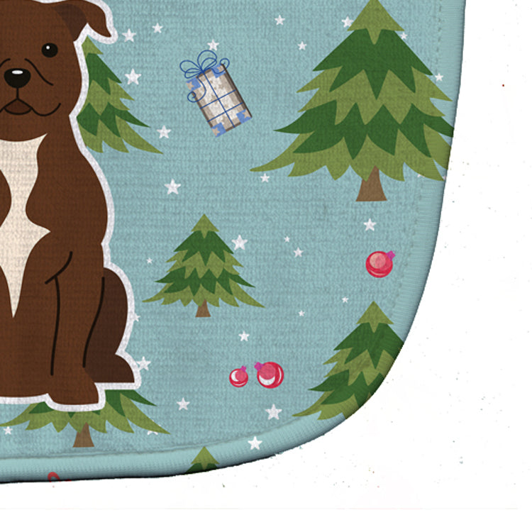 Christmas Staffordshire Bull Terrier Chocolate Baby Bib BB4708BIB - the-store.com