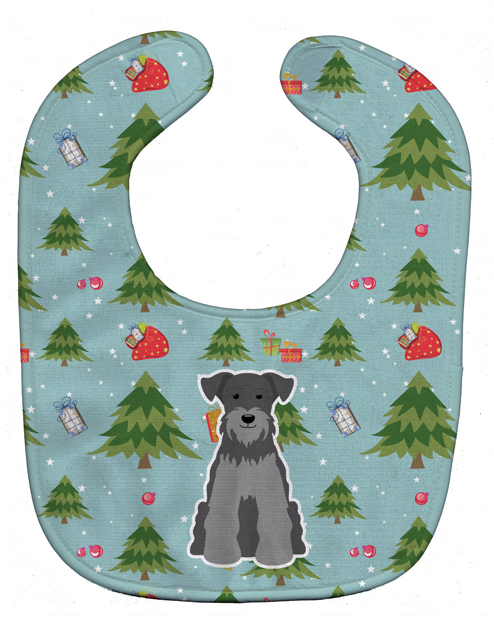 Christmas Miniature Schanuzer Black Silver Baby Bib BB4712BIB - the-store.com