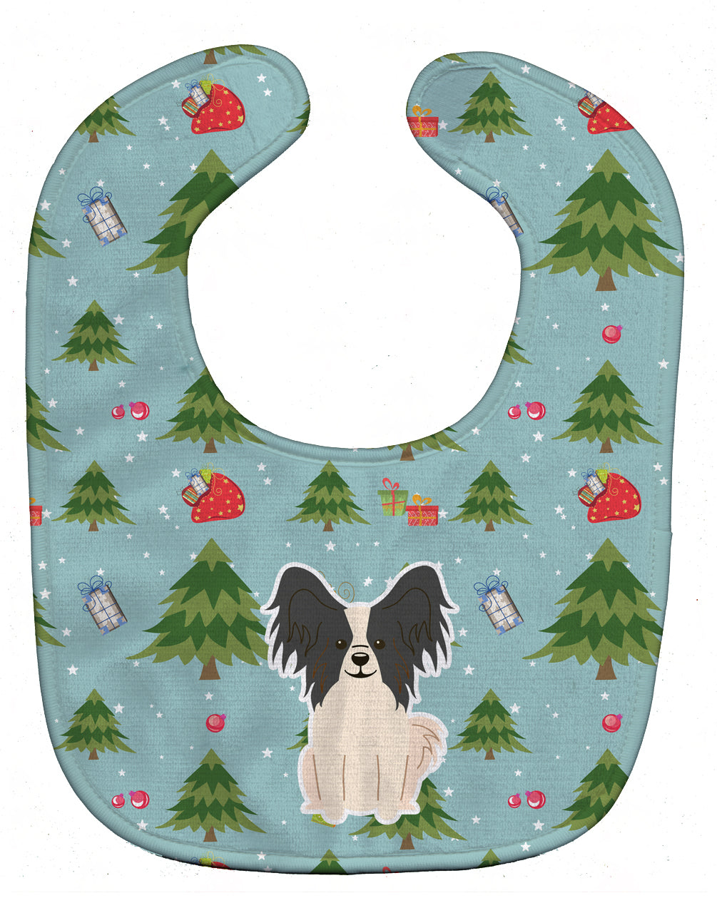 Christmas Papillon Black White Baby Bib BB4736BIB - the-store.com