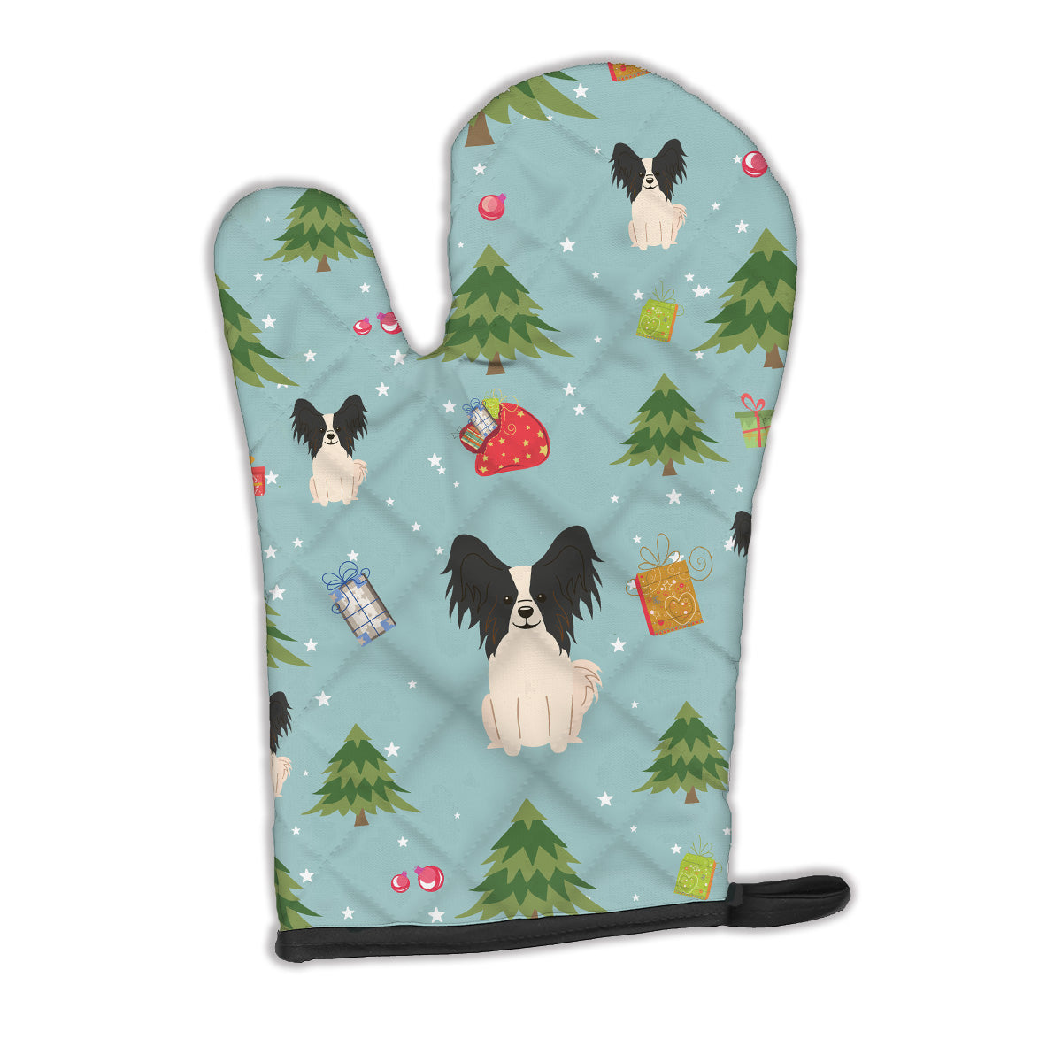 Christmas Papillon Black White Oven Mitt BB4736OVMT  the-store.com.