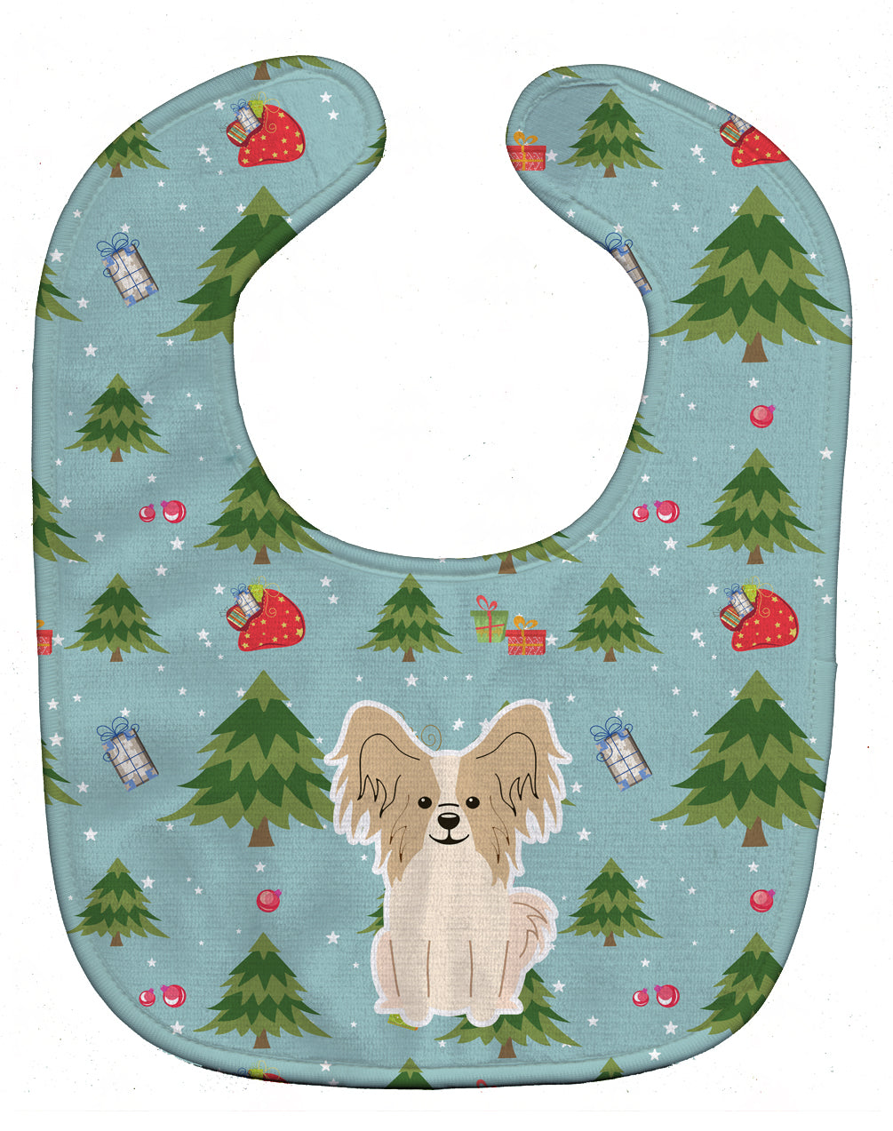 Christmas Papillon Sable White Baby Bib BB4737BIB - the-store.com