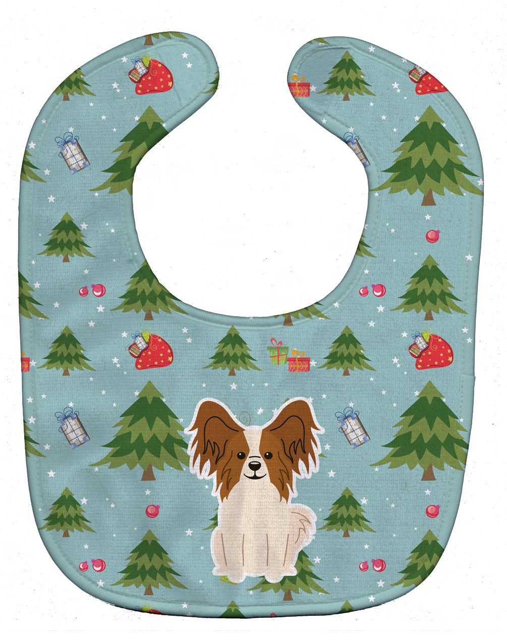 Christmas Papillon Red White Baby Bib BB4738BIB - the-store.com