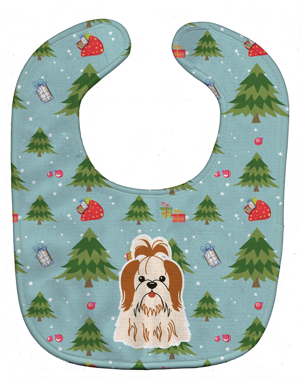 Christmas Shih Tzu Red White Baby Bib BB4747BIB - the-store.com