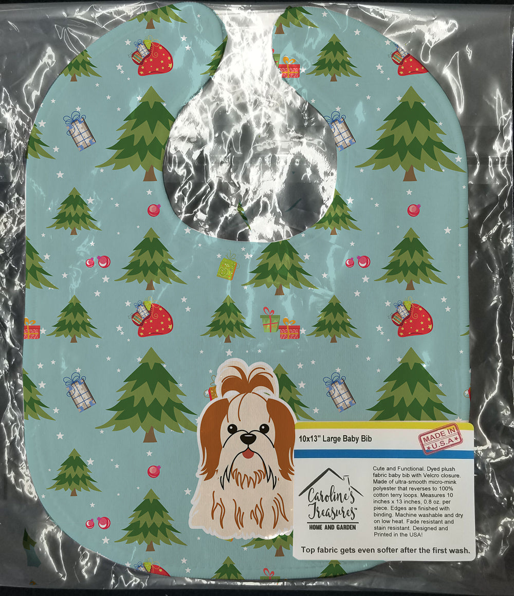 Christmas Shih Tzu Red White Baby Bib BB4747BIB - the-store.com