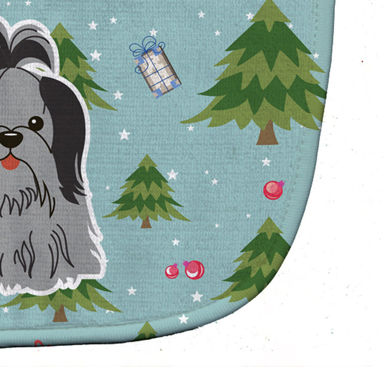 Christmas Shih Tzu Black Silver Baby Bib BB4749BIB - the-store.com