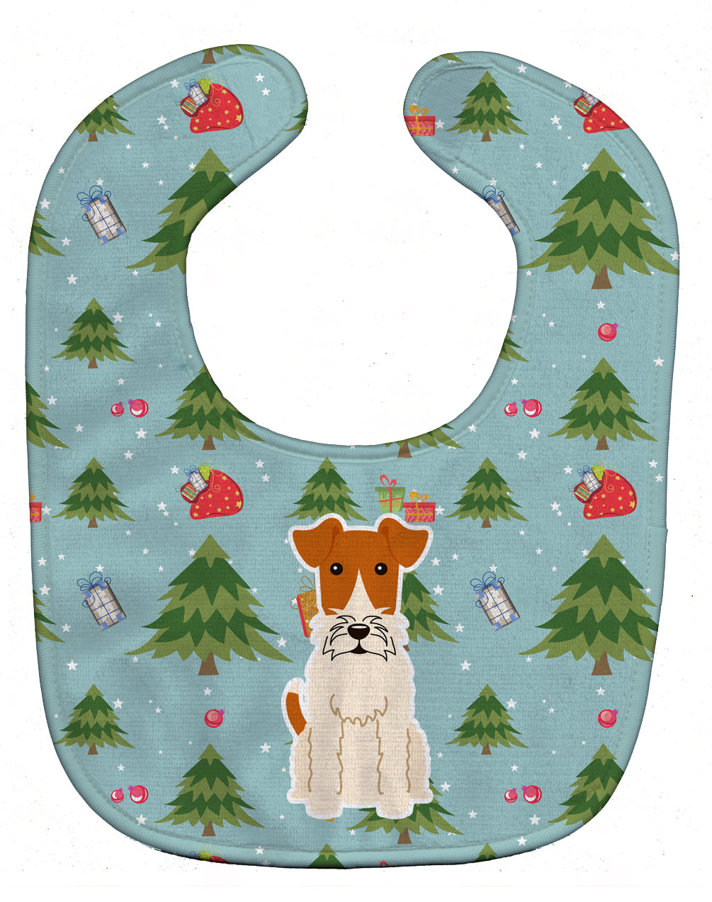 Christmas Wire Fox Terrier Baby Bib BB4761BIB - the-store.com