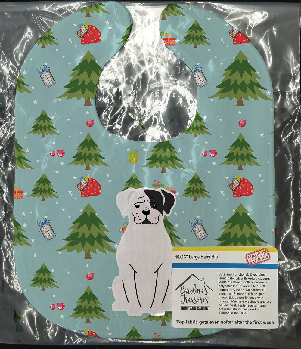 Christmas White Boxer Cooper Baby Bib BB4774BIB - the-store.com