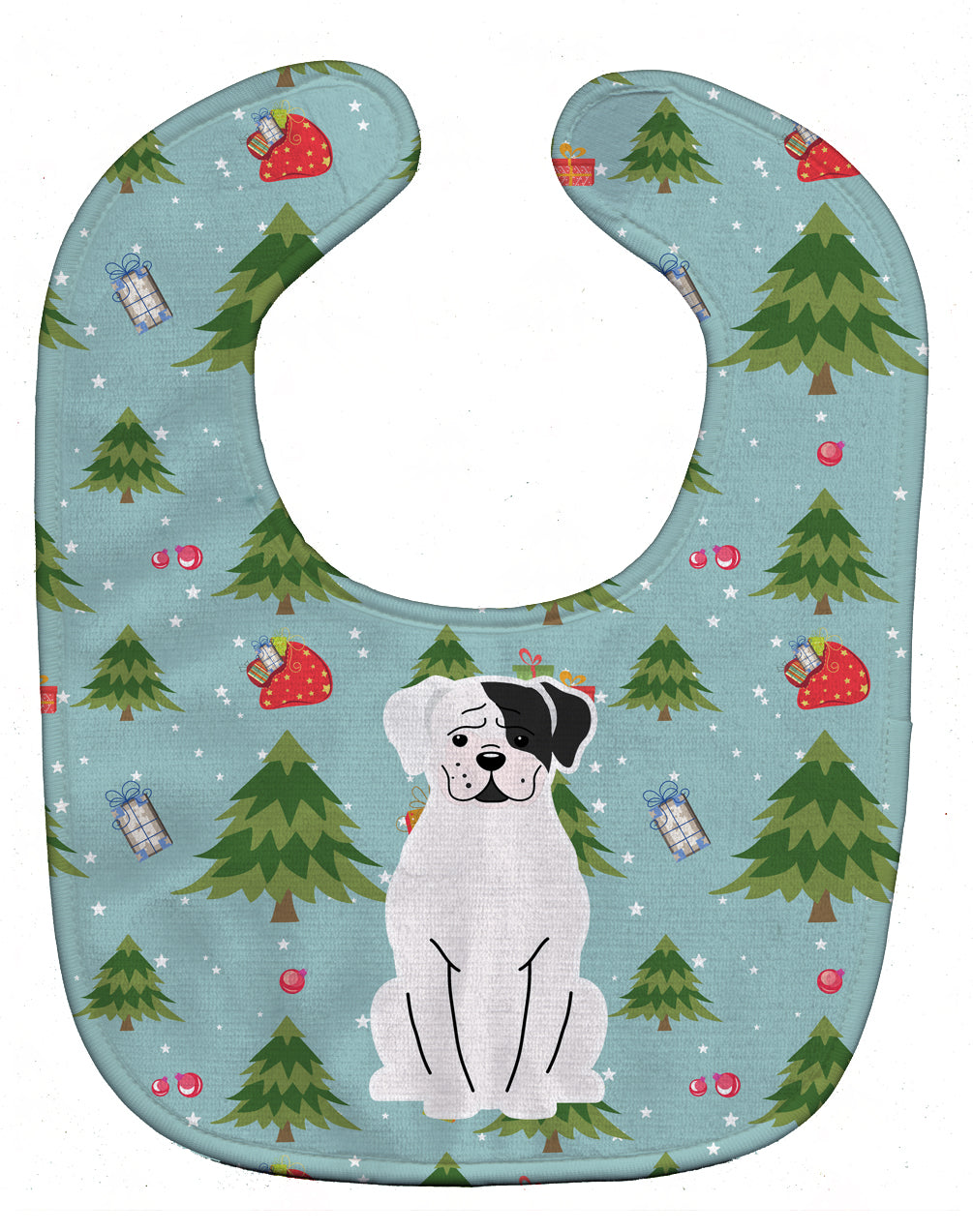 Christmas White Boxer Cooper Baby Bib BB4774BIB - the-store.com