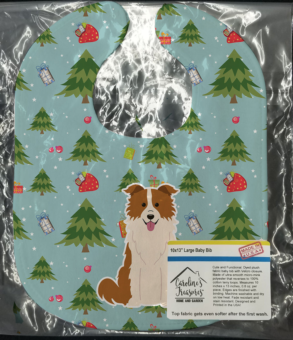 Christmas Border Collie Red White Baby Bib BB4779BIB - the-store.com