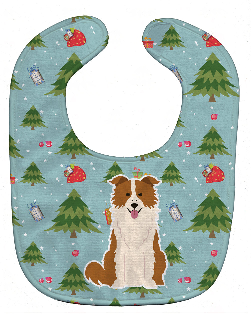 Christmas Border Collie Red White Baby Bib BB4779BIB - the-store.com