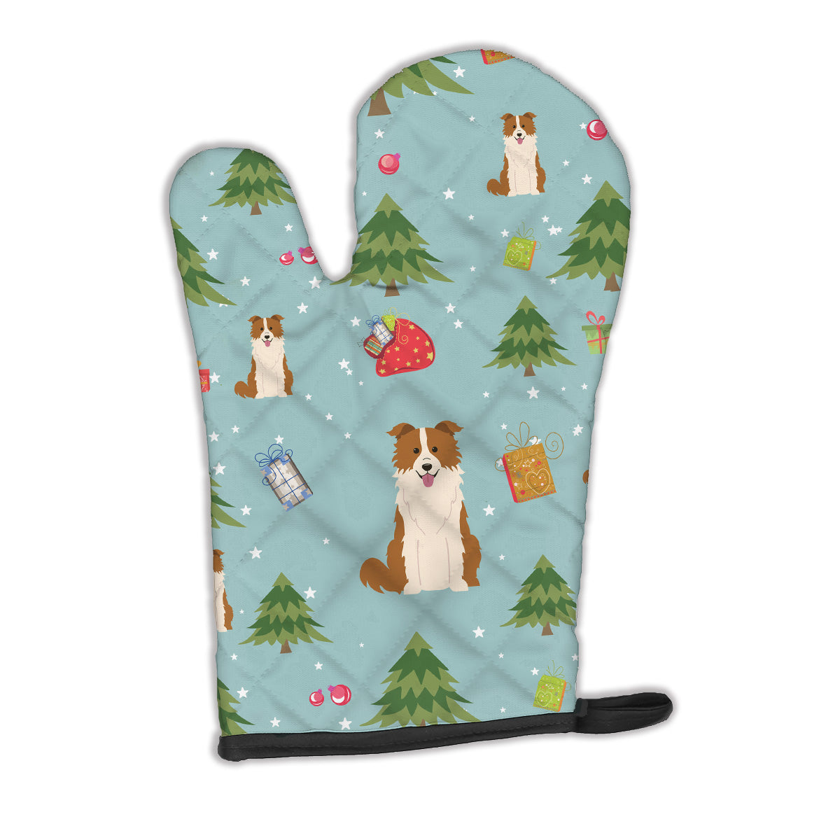 Christmas Border Collie Red White Oven Mitt BB4779OVMT  the-store.com.