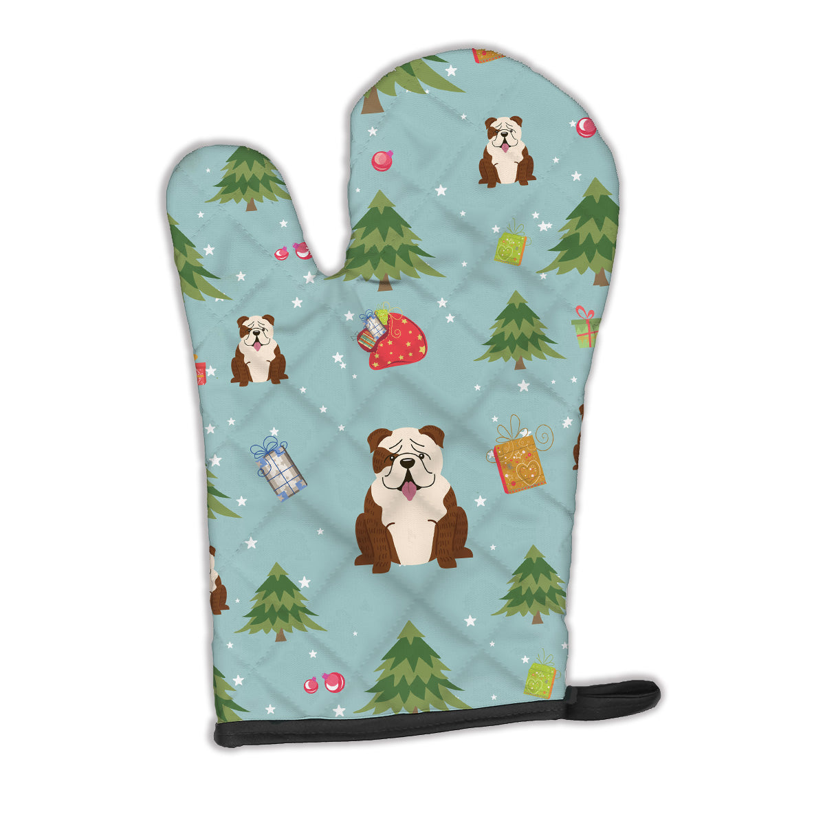 Christmas English Bulldog Brindle White Oven Mitt BB4781OVMT  the-store.com.