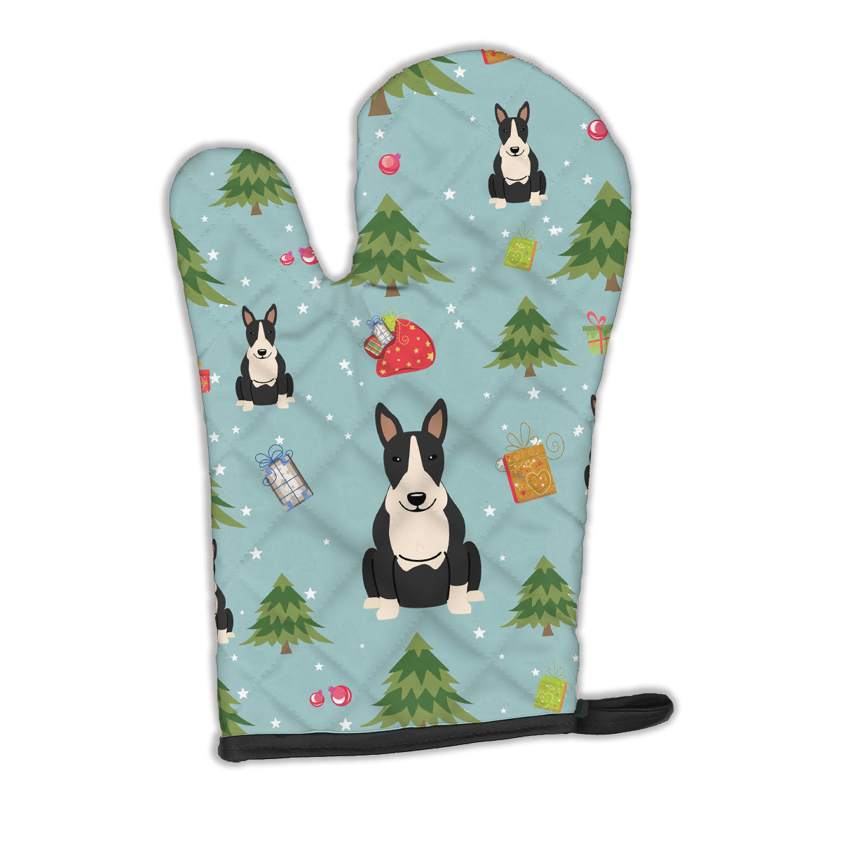 Christmas Bull Terrier Black White Oven Mitt BB4793OVMT  the-store.com.