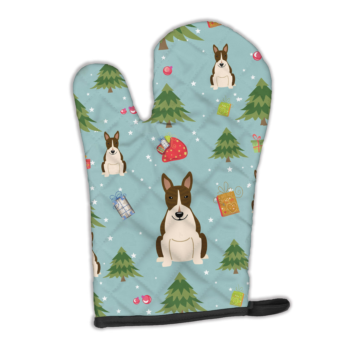 Christmas Bull Terrier Dark Brindle Oven Mitt BB4796OVMT  the-store.com.