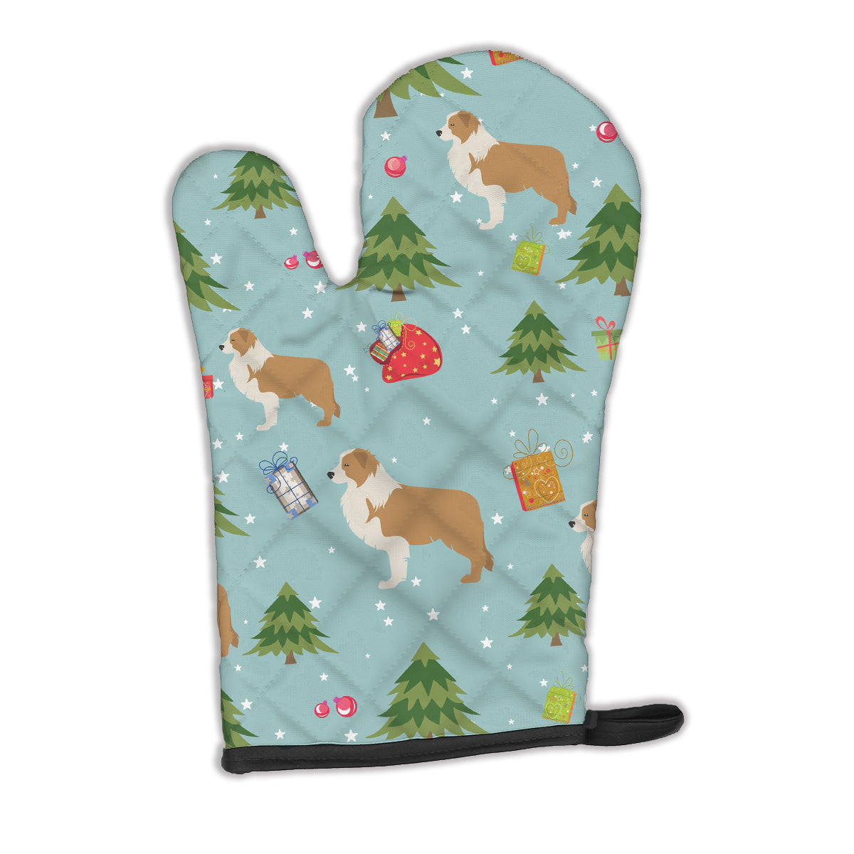 Christmas Red Border Collie Oven Mitt BB4846OVMT  the-store.com.