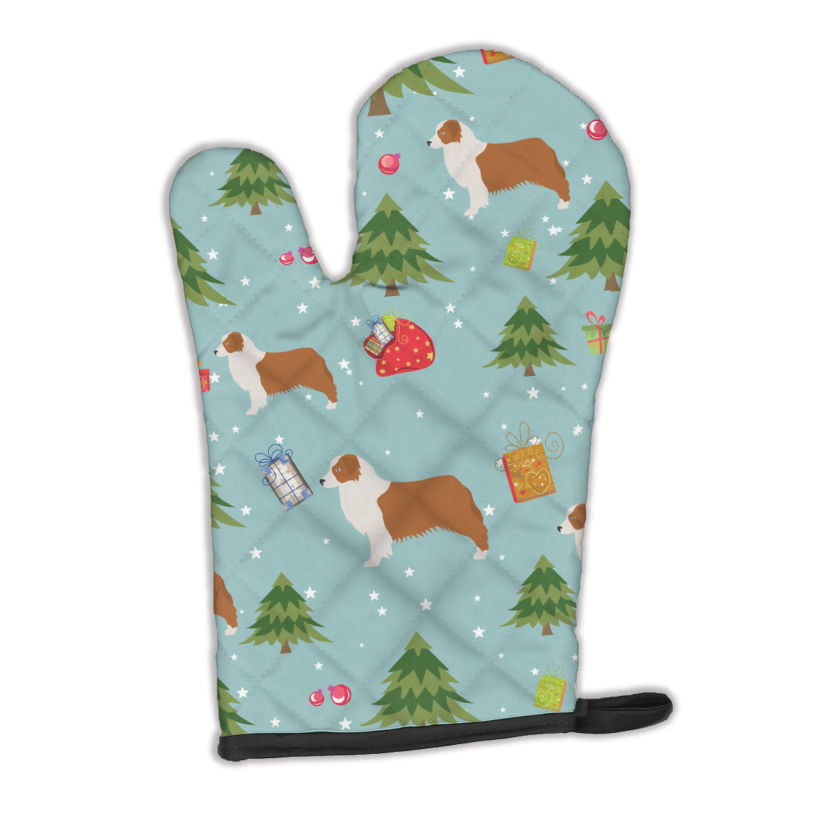 Christmas Australian Shepherd Dog Oven Mitt BB4857OVMT  the-store.com.