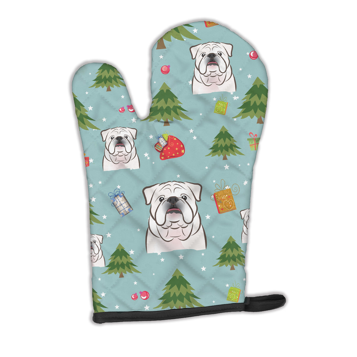 Christmas White English Bulldog  Oven Mitt BB5009OVMT  the-store.com.