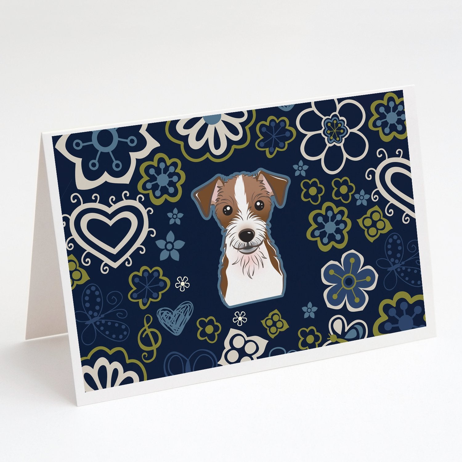 Buy this Blue Flowers Jack Russell Terrier Greeting Cards and Envelopes Pack of 8