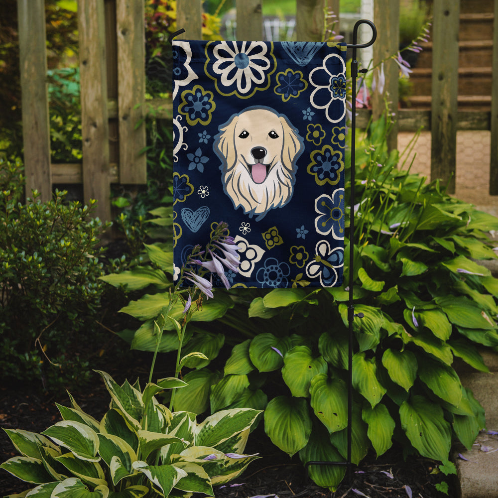 Blue Flowers Golden Retriever Flag Garden Size  the-store.com.