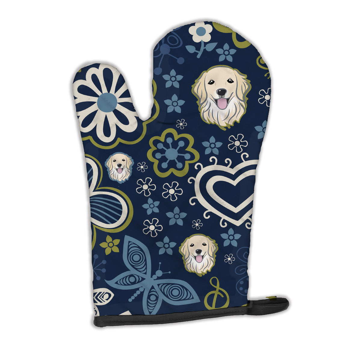 Blue Flowers Golden Retriever Oven Mitt BB5056OVMT  the-store.com.