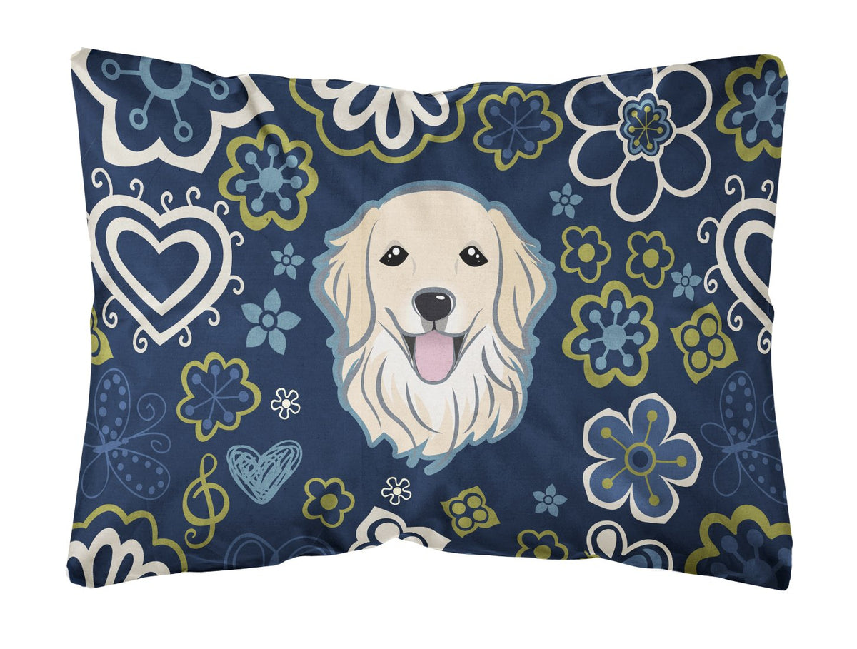 Blue Flowers Golden Retriever Canvas Fabric Decorative Pillow BB5056PW1216 by Caroline&#39;s Treasures