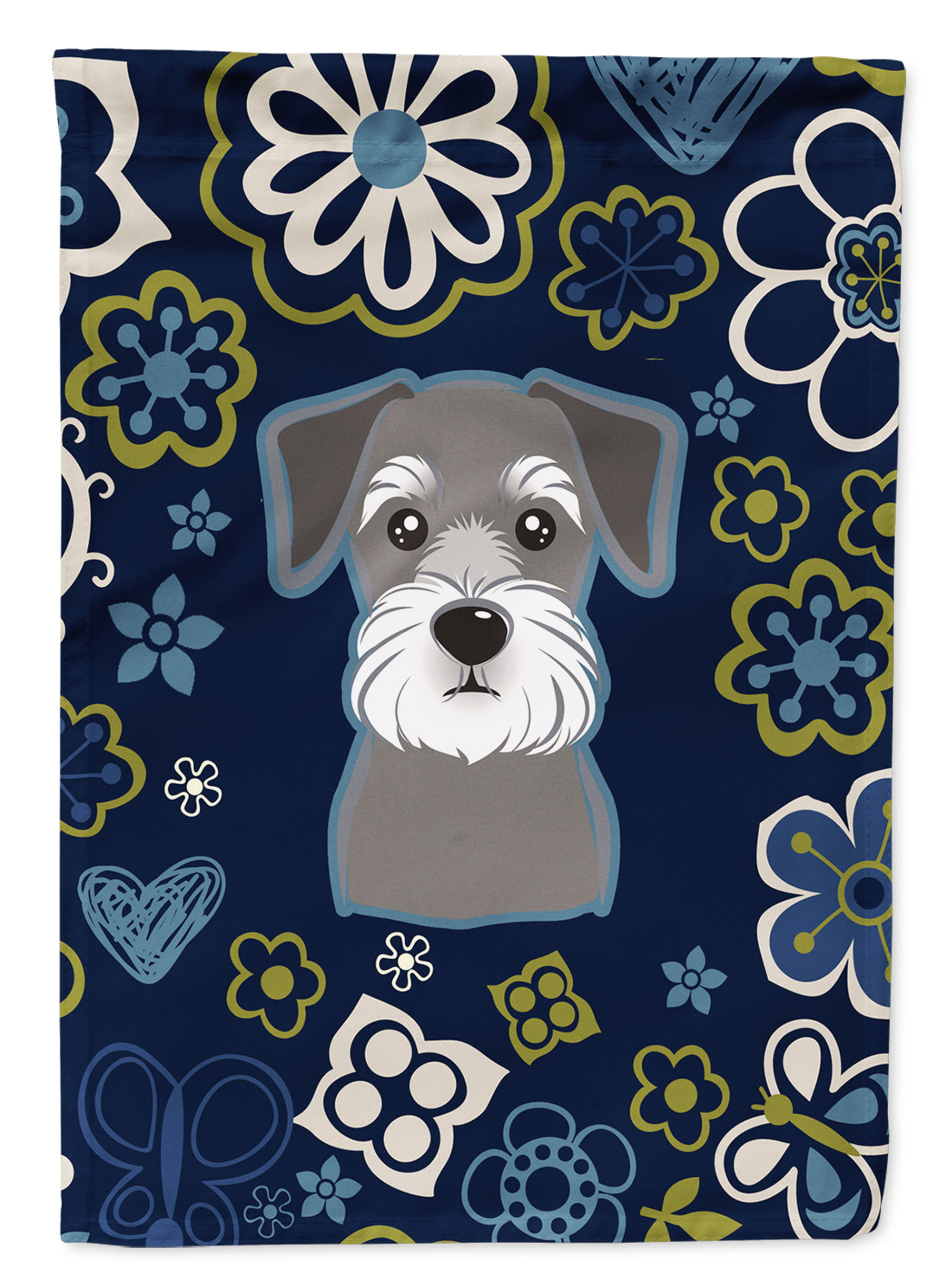 Blue Flowers Schnauzer Flag Garden Size BB5057GF  the-store.com.